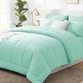 CozyLux King Size Comforter Set Mint Green, 7 Pieces Bed in a Bag, All Season by CozyLux