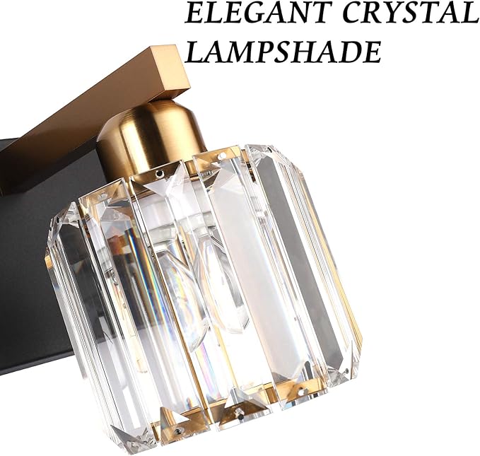 Aipsun Crystal Bathroom Vanity Light Black Vanity Lighting fixtures 5 Lights - Image 2