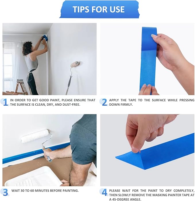 SEBETOW Blue Painters Tape 2 Inch Bulk - Blue Tape for Painting Automotive Walls Packing Removable NO Residue, Paint for Indoors & Outdoors, 2 Inches x 55 Yards x 5 Rolls