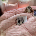 Nayoroom Gingham Duvet Cover King Size Reversible Pink Plaid Checkered Duvet by Nayoroom