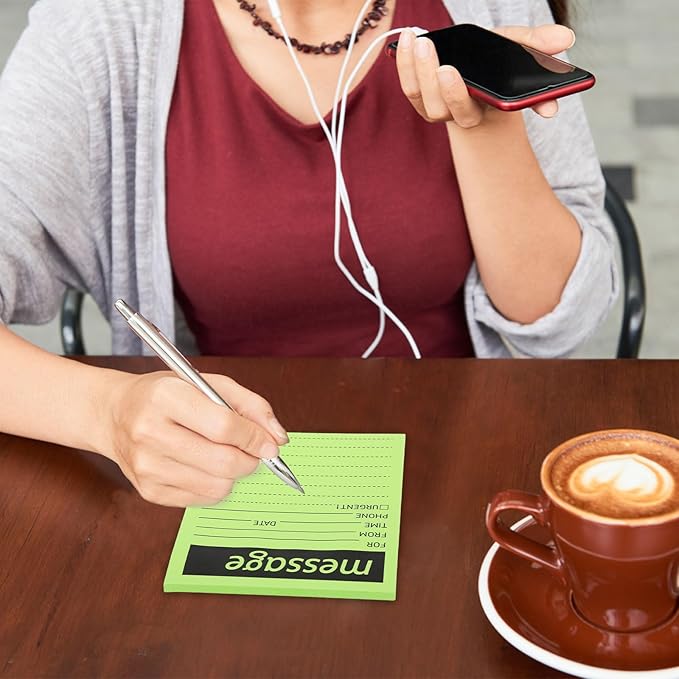 9 Pieces Telephone Message Sticky Notes Pads 4 x 5 Inch Assorted Neon Colors Sticky Notes Urgent Notes Self Stick Note Pads for Work Call, Office Supplies, 50 Sheets/Pack (Fluorescent Colors)