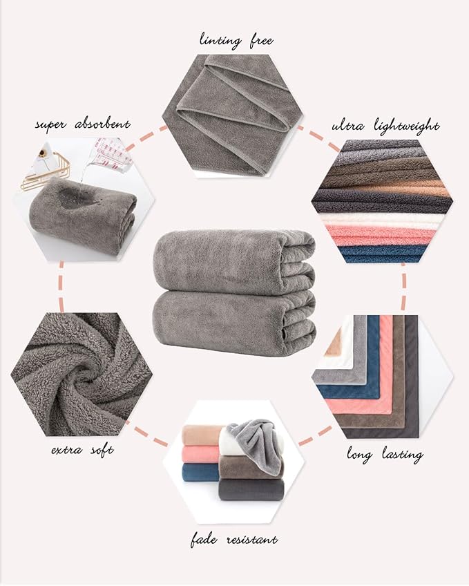 Lumimi Towels 2 Piece Soft Microfiber Bath Towel Set Salon Gym Yoga Travel - Image 4