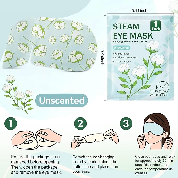 200 Pcs Steam Eye Masks for Dry Eyes Unscented Self Heated Steam Warm Eye Mask - Image 3