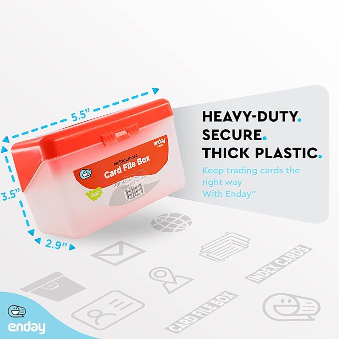 Enday Index Card Holder Red, 3x5 Note Flash Card Organizer Case, Index Card File w/flip top, Notecard Recipe, Holder, Holds 250 Cards, Also Available in Purple, Green, Blue, Grey, Pink (36 PC)