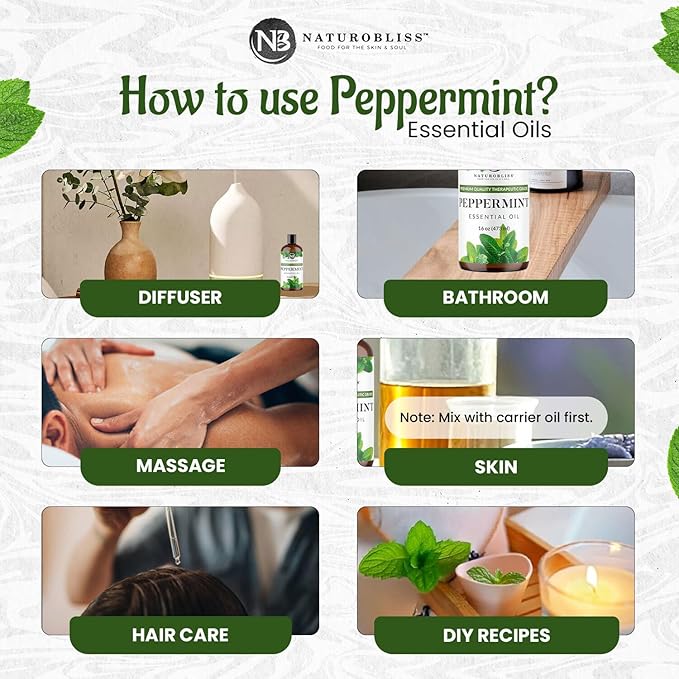 NaturoBliss Peppermint Essential Oil, 100% Pure and Natural Therapeutic Grade - Image 4