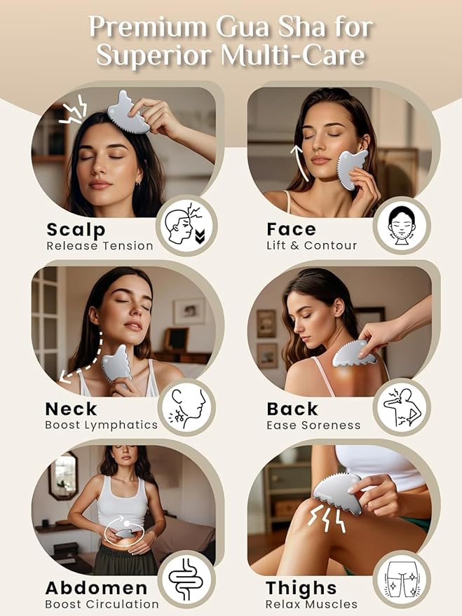 Rena Chris Body Gua Sha Tools, Stainless Steel Guasha Tool, Manual Massage - Image 3