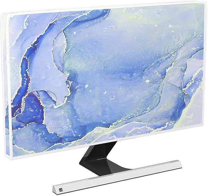 Baocicco Modern Violet Marble Waterproof Computer Monitor Dust Cover Anti-Static Dustproof Protective Cover for LCD/LED/HD 22, 23, 24, 25 Inch Decorative Monitor Accessories Covers for Computer Screen