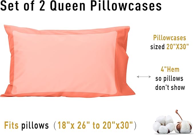 Sunflower Queen Pillowcases Set of 2, 100% Cotton Queen Size Pillow Cases 2 - Image 8