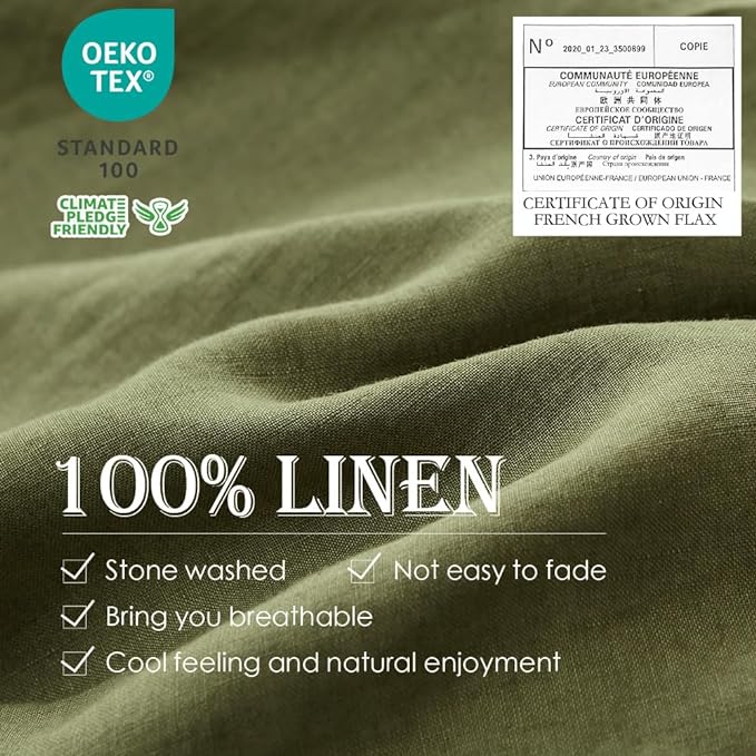 Simple&Opulence 100% Linen Duvet Cover Set 3pcs Basic Style Natural French - Image 2