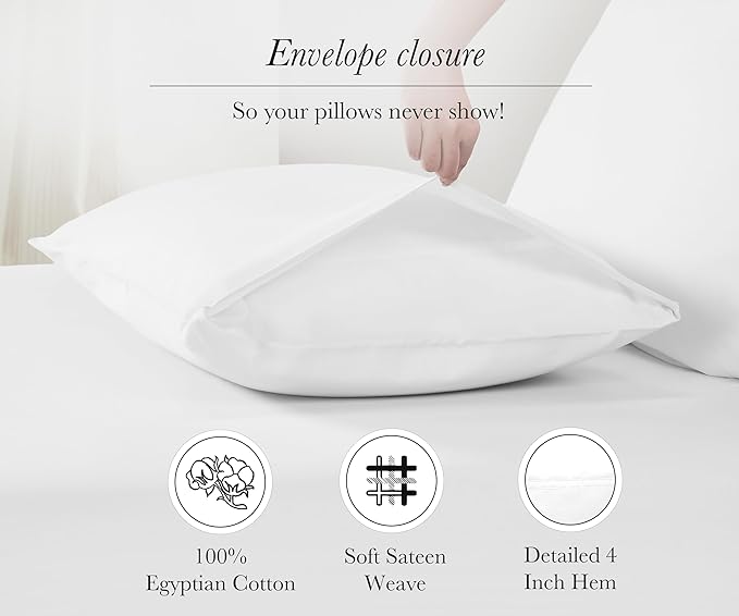 California Design Den 100% Egyptian Cotton Pillowcases King Set of 2, Sateen - Image 5