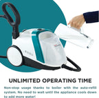 POLTI Vaporetto Smart 100 Steam Cleaner with Unlimited Steam Technology, Sanitize Floors, Carpets and Surfaces Adjustable High Power Steam Pressure Up to 58 PSI with 10 Accessories 1 Year Warranty