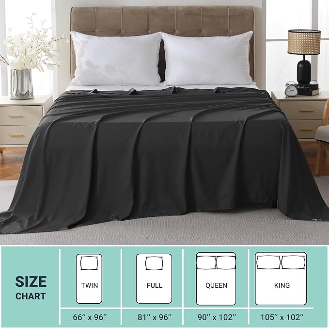 ZPECC Full Flat Sheet Only 1 Pack, Durable Black Top Bed Sheets Hypoallergenic - Image 5