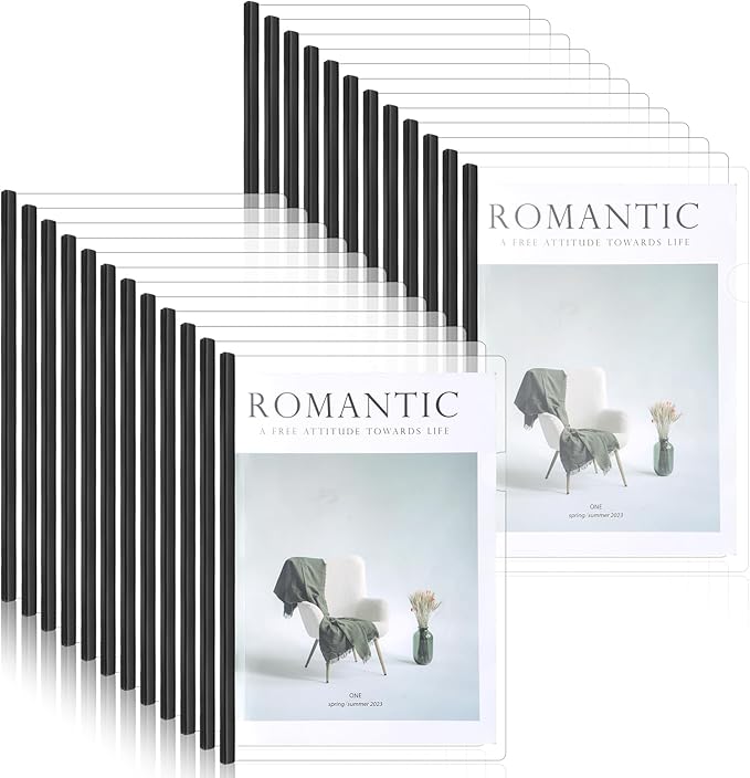 100 Pack Clear Report Covers with Sliding Bars, Presentation Folders for Letter Size 70 Sheet Capacity, Resume Folder Clear Folder, 5.5 Mil Thick, for File Resume Documents, Black