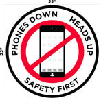 "Phones Down Heads Up" Safety Sign - Laminated Adhesive Floor Signs by Graphical Warehouse (22)