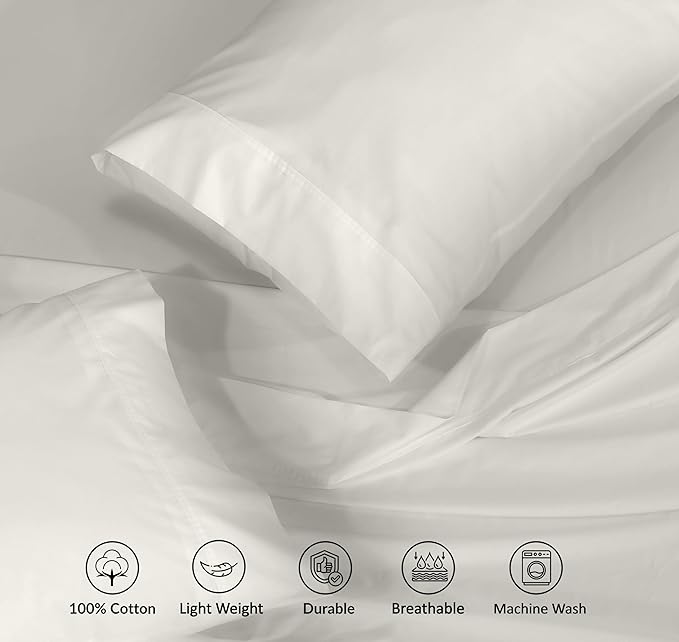 RUVANTI 100% Cotton Sheets – Full Size Percale Bedding, Cooling & Breathable - Image 4