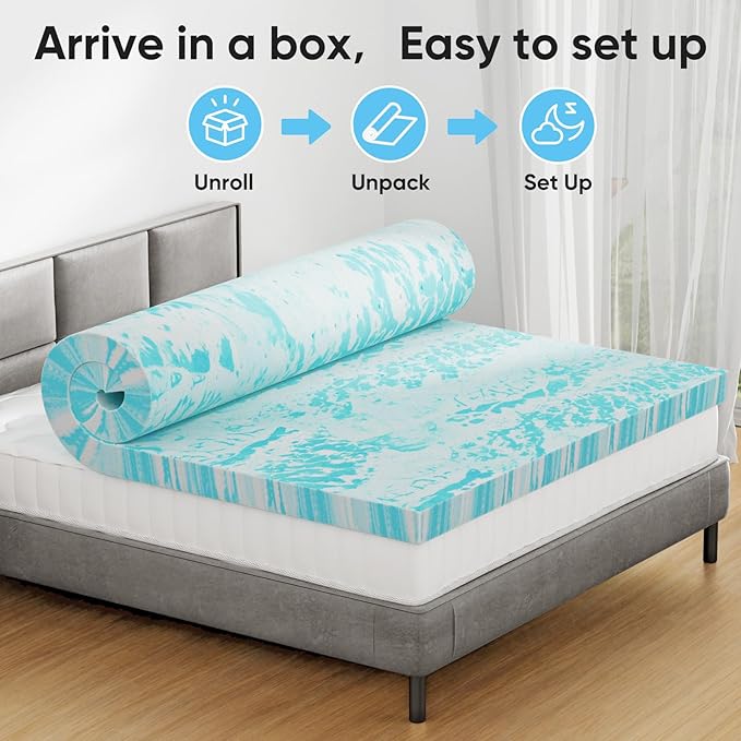 OLIXIS Gel Memory Foam Mattress Topper, Cal King 4 Inch, Cooling Gel Infused - Image 6