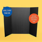 Flipside Products 36” x 48” Foam Project Boards for Presentations, Science Fair, School Projects, Event Displays and Trifold Picture Board - Total Black - 24 Pack