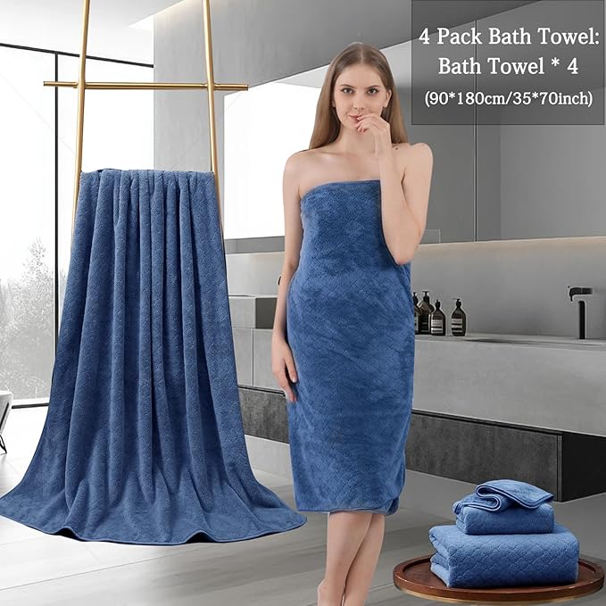 Ycosy Navy Bath Towels Set 35x70 Inches - Image 5