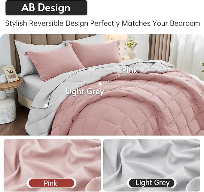 MUXHOMO 7 Pieces King Comforter Set, Reversible Bed in a Bag King Size - Image 3