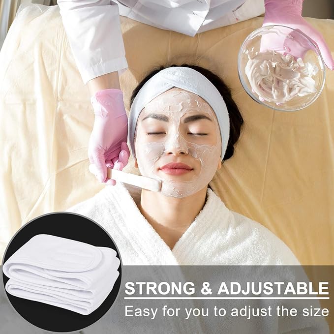 Whaline 3Pcs Spa Facial Headband Make Up Wrap Head Terry Cloth Headband - Image 3