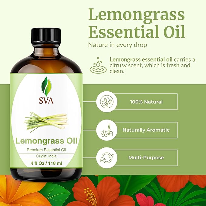 SVA Lemongrass Essential Oil – 4 Fl Oz – 100% Natural Lemongrass Oil - Image 2