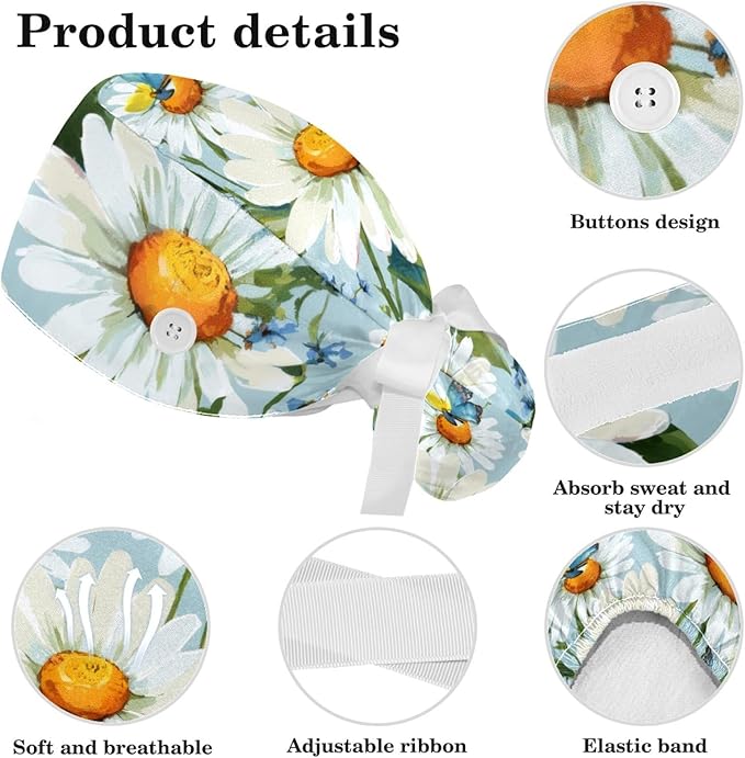 Scrub Cap with Hair Scrunchy, Ponytail Holder Surgical Cap - Image 4
