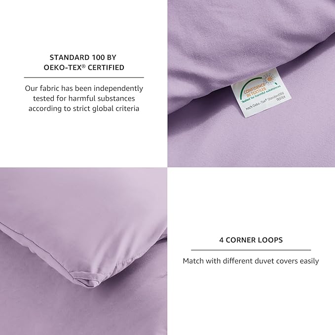 CozyLux Twin Comforter Set Lavender, 2 Pieces Twin Extra Long Solid Breathable - Image 4