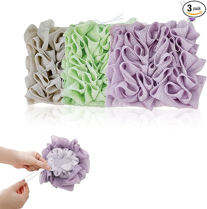 3-Pack Bar Soap Loofah Pouch, 2-in-1 Loofah Washcloth Combo by Unknown