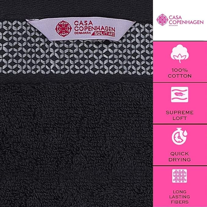 CASA COPENHAGEN Solitaire 6Pcs 100% Egyptian Cotton Large Designer Towels Gift - Image 2