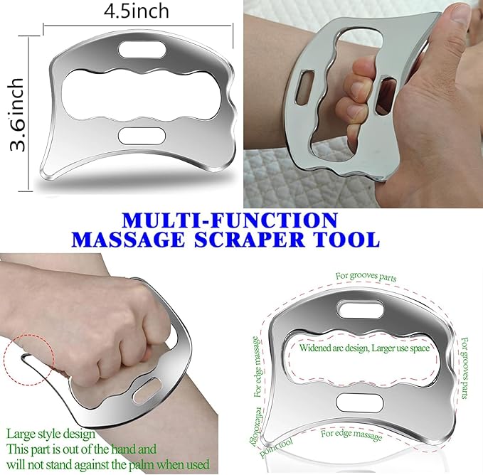 Professional Muscle Scraper Tool Set, 4-Piece Stainless Steel IASTM Tools - Image 5