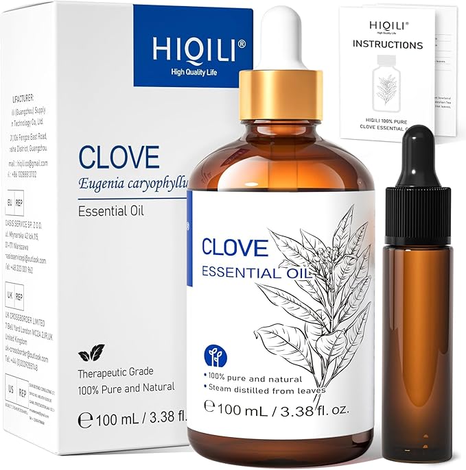 HIQILI 100ML Clove Oil for Teeth and Gums, Tooth Aches, Aromatherapy, 100% Pure by HIQILI