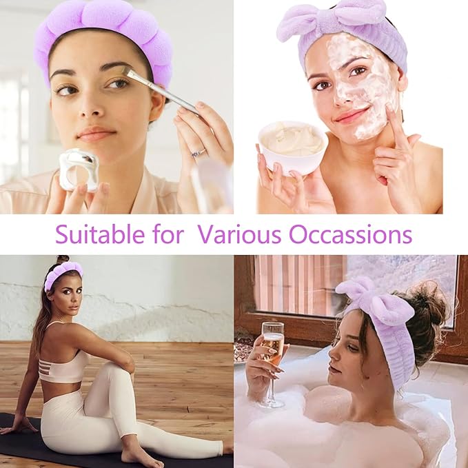 Chanaco Makeup, Skincare & Face Wash Headband, Wrist Towels, Spa Headband - Image 4