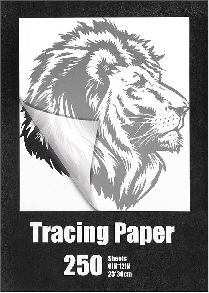 Tenare 250 Sheets Tracing Paper for Drawing Light up Tracing Paper Pad Translucent Sketching Drawing DIY Crafts Painting Works(White,9 x 12 Inch)