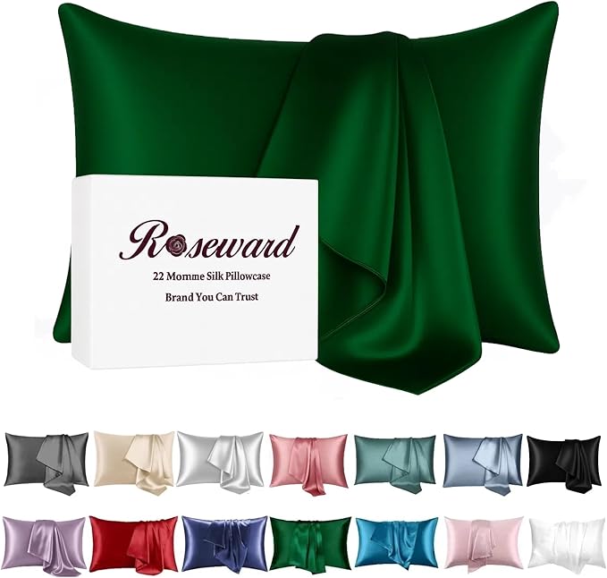 Oeko-TEX Certified Mulberry Silk Pillow Cases Green by ROSEWARD