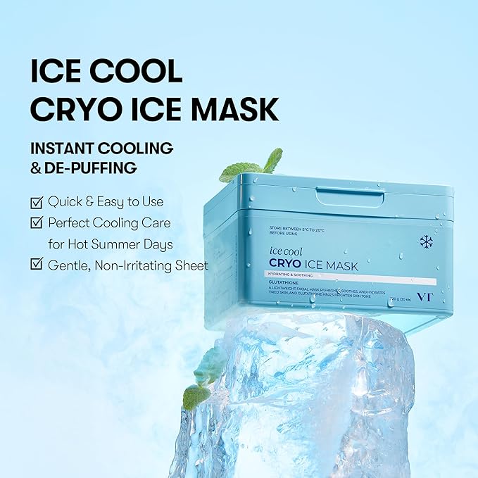 VT COSMETICS Cryo Ice Cool Mask, 30 Sheets, Cooling & De-Puffing Daily Sheet - Image 2