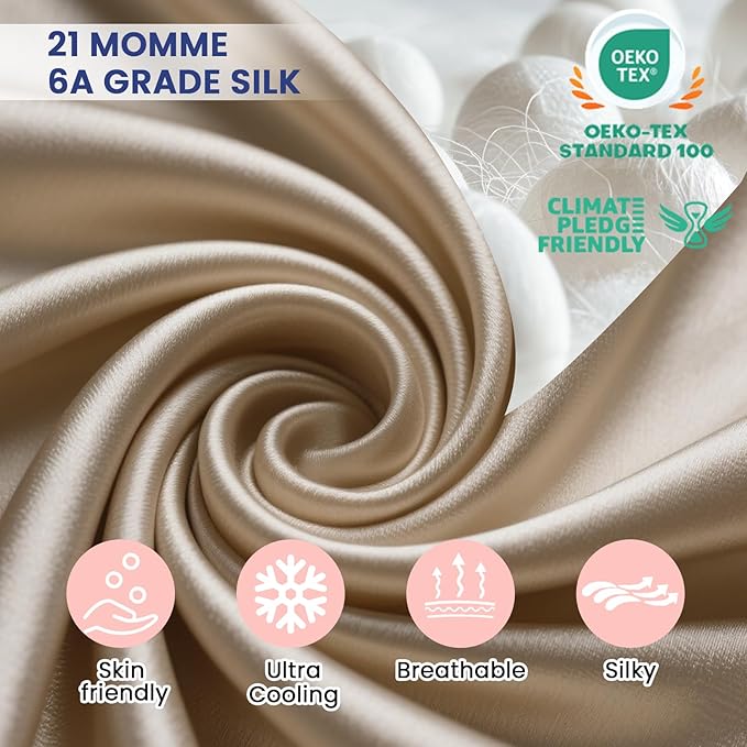 Ravmix Silk Pillow Cases with Zipper, 21momme Mulberry Silk Pillowcase - Image 5