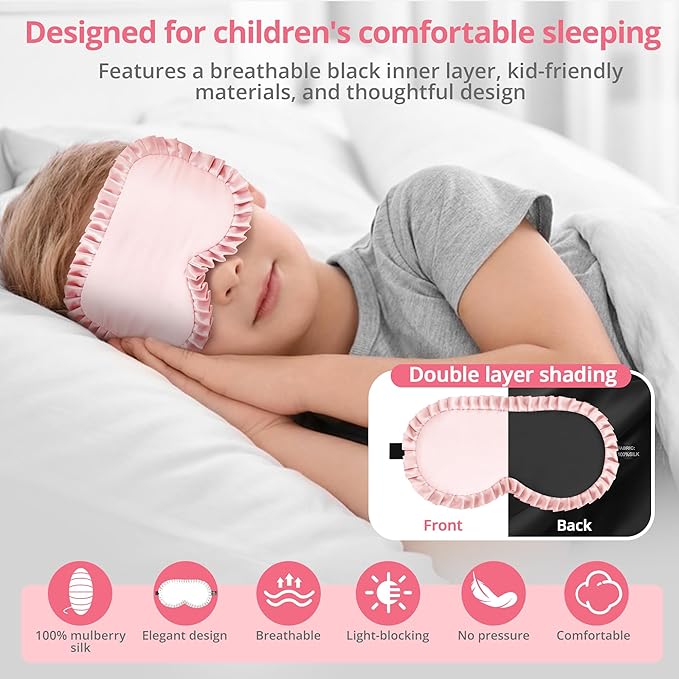 Kids Sleep Mask, 100% Real Mulberry Silk Eye Mask, Sleeping Mask - Image 4