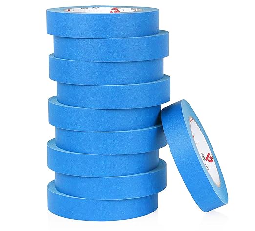 BOMEI PACK Blue Painters Tape 1 Inch Bulk - Paint Tape 10 Rolls x 1 Inch x 55 Yards - Painter's Tape Blue Masking Tape for Walls Painting, DIY Crafting, and School Projects, Total 550 Yards