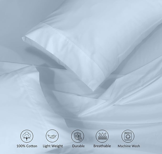 RUVANTI 100% Cotton Sheets – Twin Size Percale Bedding, Cooling & Breathable - Image 4