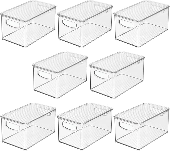 mDesign Deep Plastic Bathroom Storage Bin Box, Lid/Built-in Handles, - Image 9
