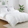 CAROMIO White Ruffle Duvet Cover Queen Size, 90x90 in by CAROMIO