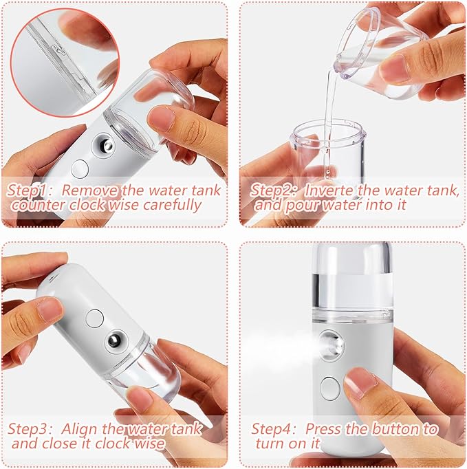Mudder 4 Pcs Nano Facial Mister Handy Nano Mist Sprayer 30ml Visual Water Tank - Image 5