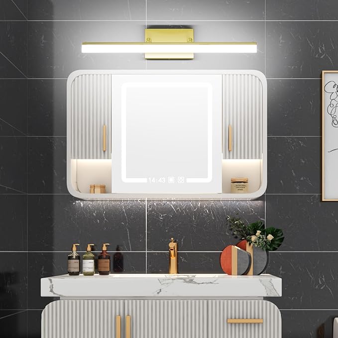Aipsun Bathroom Vanity Light Brushed Gold Modern LED Vanity Lighting Over - Image 7