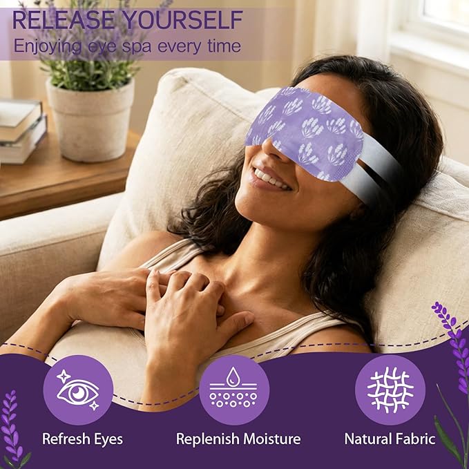 200 Pcs Steam Eye Masks for Dry Eyes Lavender Self Heated Steam Warm Eye Mask - Image 2