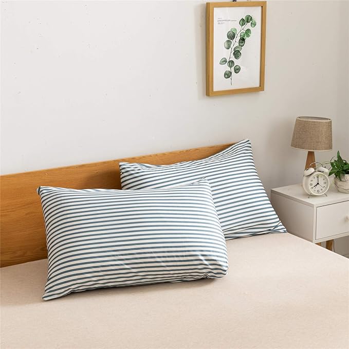 JELLYMONI 100% Natural Cotton 2pcs Striped Duvet Cover Sets, - Image 7