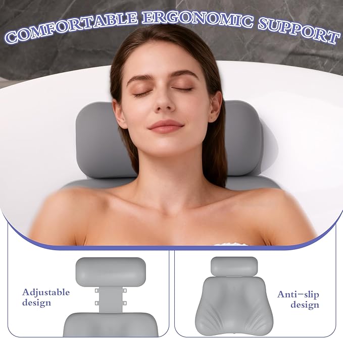 Silicone Bath Pillow, Upgraded Bath Pillows - Image 5