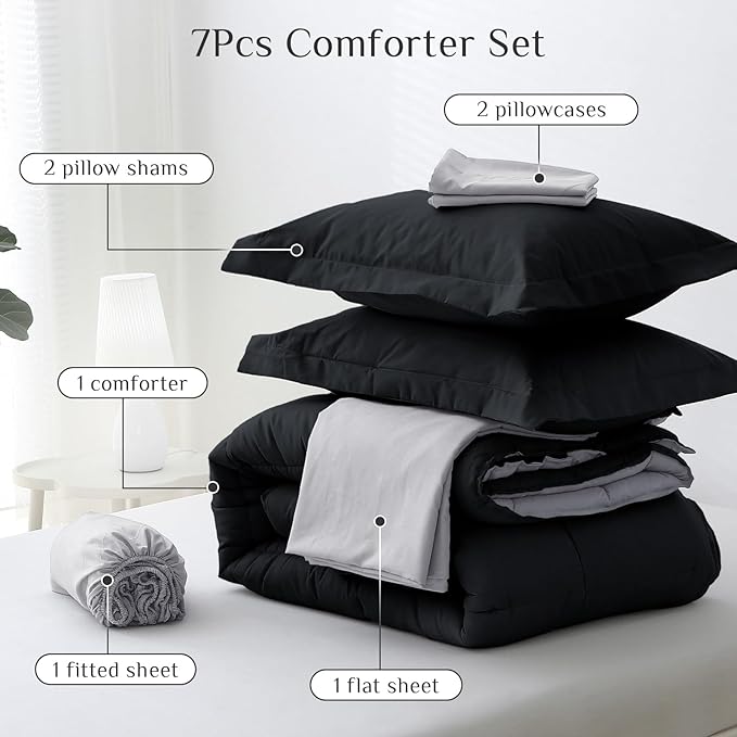 JOLLYVOGUE Full Comforter Set, Ultra-Soft Bed in a Bag Full Size 7 Pieces - Image 5