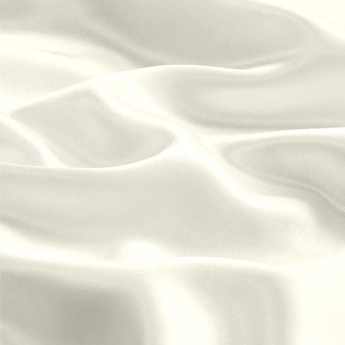 BEDELITE Satin Pillowcase with Zipper, Ivory King Size Pillow Cases Set of 2 - Image 3