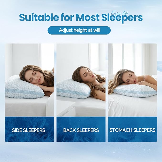 QUTOOL Cooling Pillows for Sleeping, Shredded Memory Foam Pillows King Size Set - Image 3