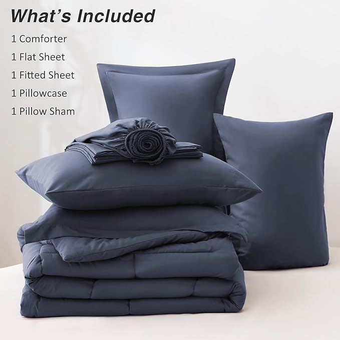 Love's cabin Twin Comforter Set Indigo Blue, 5 Pieces Twin Bed in a Bag - Image 8